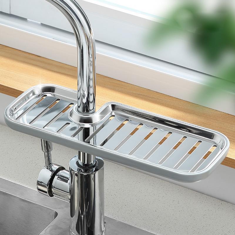 C253 Stainless Steel Faucet Rack Kitchen Storage Shelf Sponge Dish Cloth Finishing Rack Pool Rag Storage Drain Dry Rack