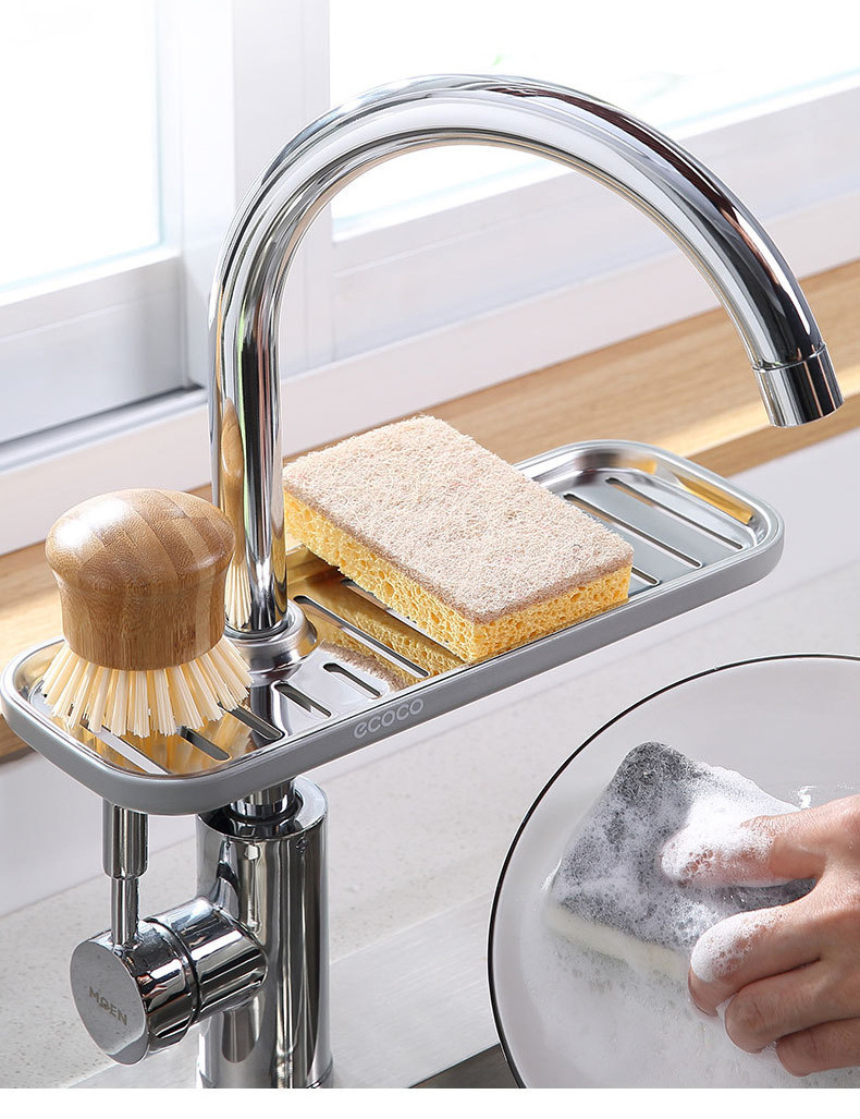 C253 Stainless Steel Faucet Rack Kitchen Storage Shelf Sponge Dish Cloth Finishing Rack Pool Rag Storage Drain Dry Rack