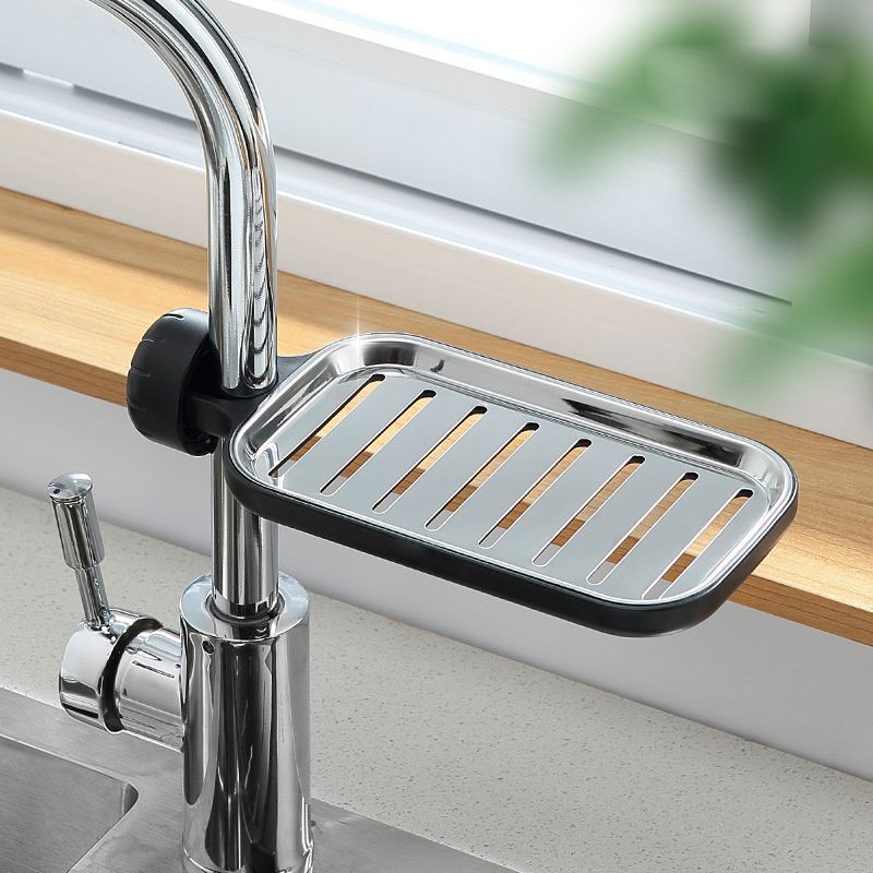 C253 Stainless Steel Faucet Rack Kitchen Storage Shelf Sponge Dish Cloth Finishing Rack Pool Rag Storage Drain Dry Rack