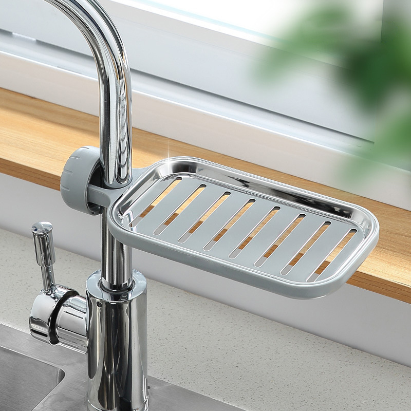 C253 Stainless Steel Faucet Rack Kitchen Storage Shelf Sponge Dish Cloth Finishing Rack Pool Rag Storage Drain Dry Rack