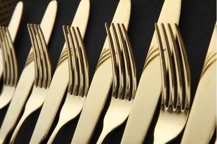 Z1300 Stainless Steel Luxury Flatware Set Dinner Set Tableware  Knife and Fork Spoon  Gift  Gold Plated  Cutlery  Set