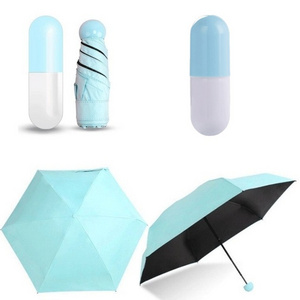 H461 Creative Anti UV Black Coated Light Pocket Foldable Manual Umbrellas Multi Colour Rainy Day Plastic Capsule Umbrella