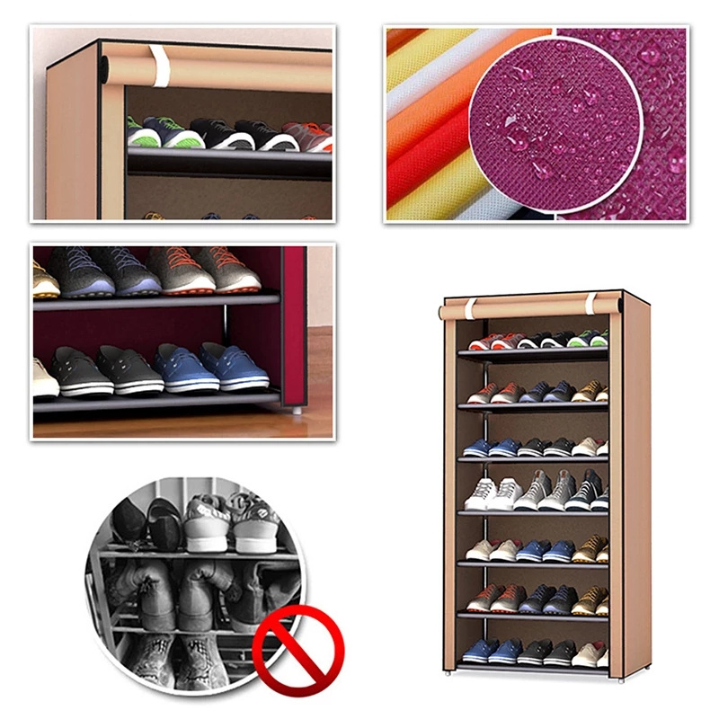 FF316 4/5/6/8Tiers Standing Shoe Cabinet Home Storage Shoe Organizer Fabric Shoe Racks with Nonwoven Dustproof Cover