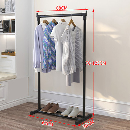 GG23 Stainless Steel Single pole hanger bedroom livingroom Fplding Racks Stretch Clothes Hat Hanger Stand Rack With Shoes Shelf