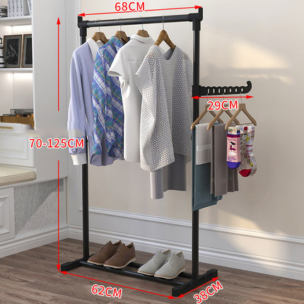 GG23 Stainless Steel Single pole hanger bedroom livingroom Fplding Racks Stretch Clothes Hat Hanger Stand Rack With Shoes Shelf