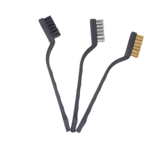 DLL89 Curved Handle Scratch Wire Cleaning Brush Mini Nylon Brass Brush Set 7 Inch Industrial Stainless Steel Wire Brush