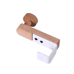 QL575 High Quality Iron Wood Wardrobe Hook Free Punch Towel Hook Wall -mounted Clothes Bag Storage Hook