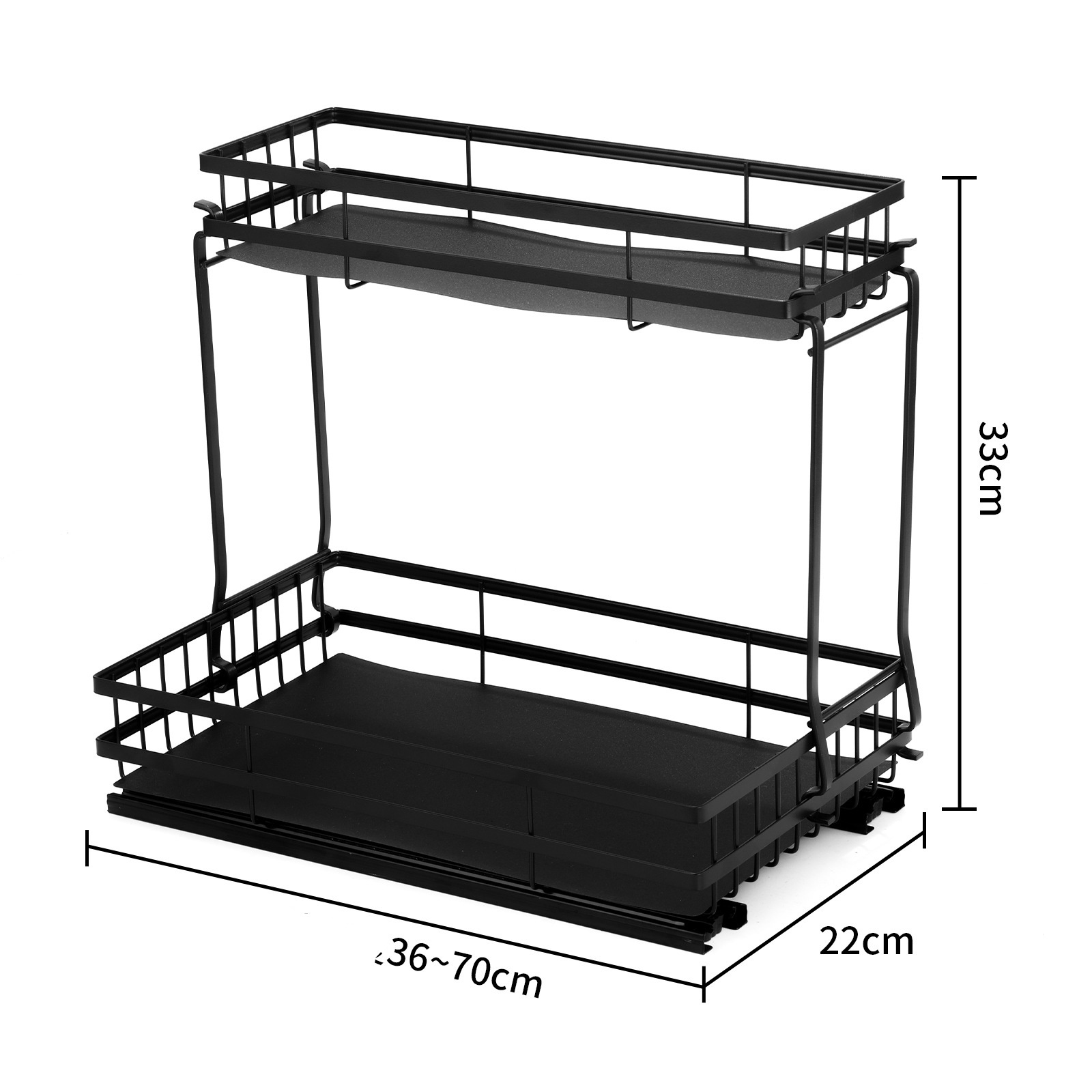 DS2154 2 Tier Slide Out Sink Shelf Cabinet Storage Shelves Pull Out Cabinet Bathroom Organizer Under Sink Organizers And Storage