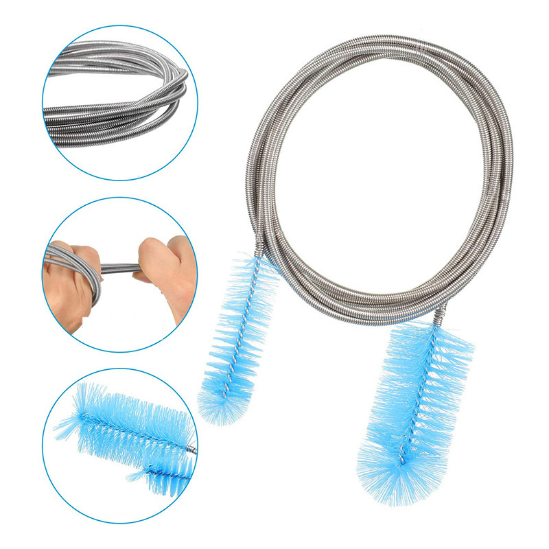 DS2370 Stainless Steel Double-Ended Hose Brush Pipe Cleaners Tube Straw Cleaning Brush U-Shape Flexible Drain Brush