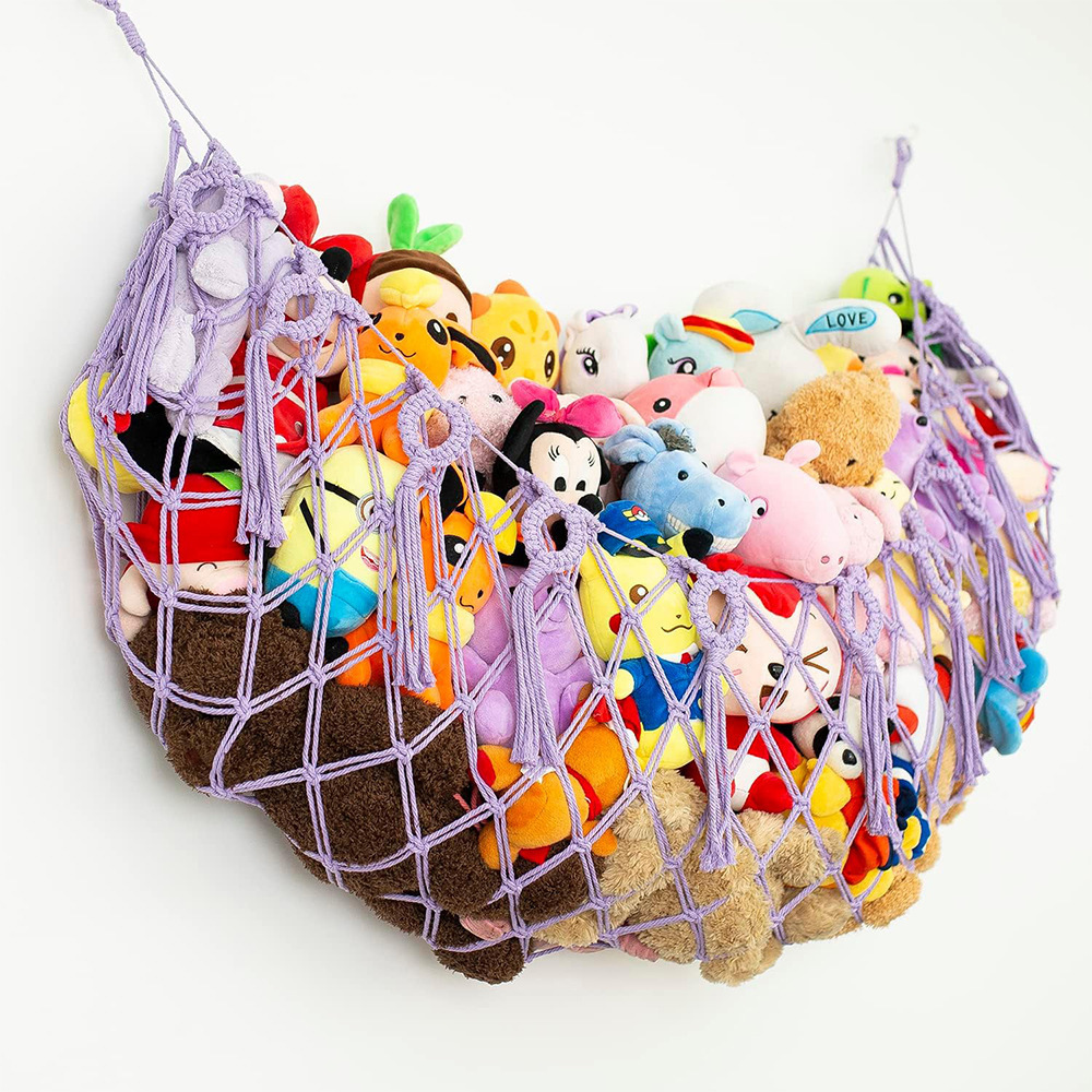 DS2567 Toy Organizer for Stuff Animal Storage Wall Mounted Handmade Hanging Plush Toy Net Stuffed Animal Toy Hammock