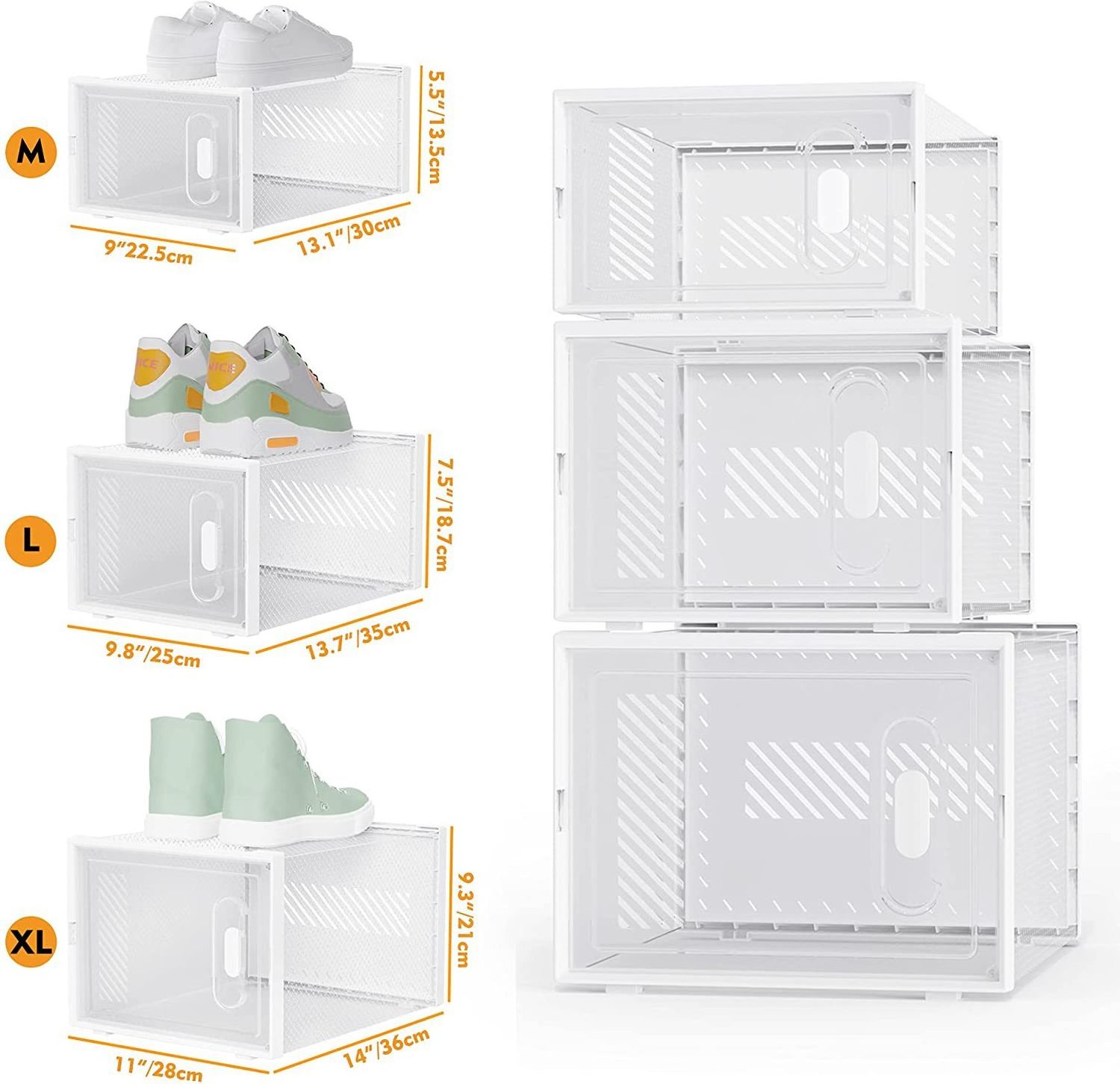 DS2569  Clear Plastic Stackable Shoe Organizer for Closet Shoe Rack Sneaker Container Bin Holder Plastic Shoe Box