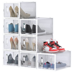 DS2569  Clear Plastic Stackable Shoe Organizer for Closet Shoe Rack Sneaker Container Bin Holder Plastic Shoe Box