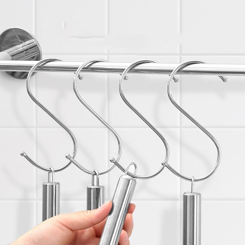 DS2884 Stainless Steel Metal Hangers Pan Pot Holder Rack Hooks Hanging Hooks for Kitchen Bathroom S Shaped Hooks