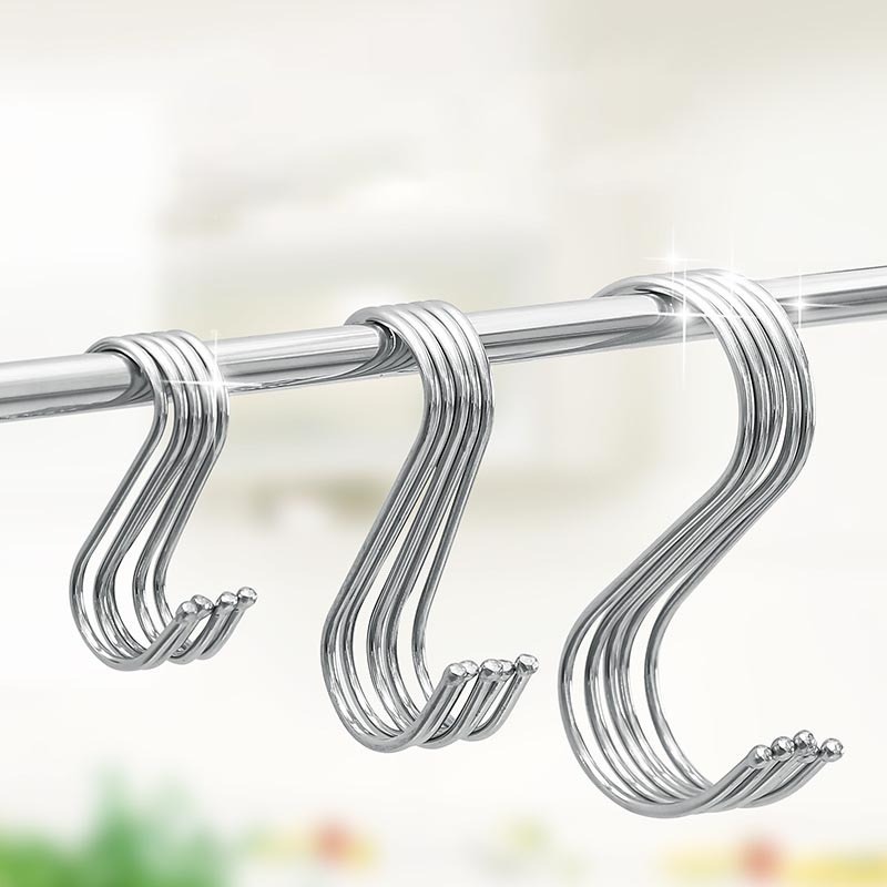 DS2884 Stainless Steel Metal Hangers Pan Pot Holder Rack Hooks Hanging Hooks for Kitchen Bathroom S Shaped Hooks