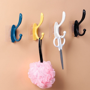 DS2882 Bathroom Adhesive Hooks for Hanging Coat Scarf Bag Key Cap Hat Rack Sticky Towel Holder Plastic Wall Mounted Coat Hooks