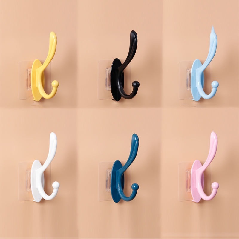 DS2882 Bathroom Adhesive Hooks for Hanging Coat Scarf Bag Key Cap Hat Rack Sticky Towel Holder Plastic Wall Mounted Coat Hooks