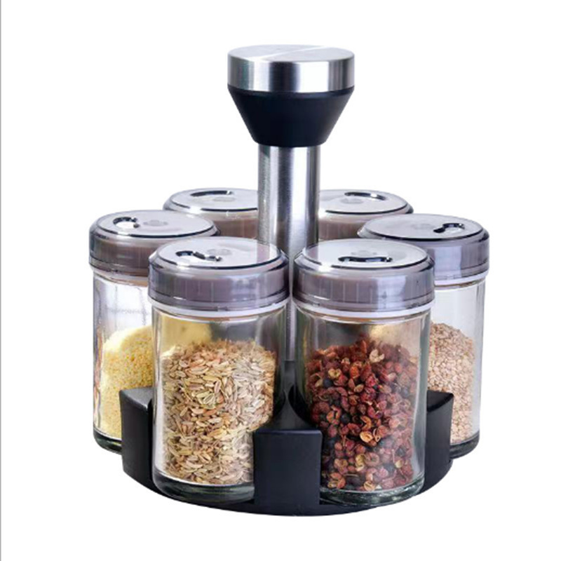 DS2135 6-Jar Seasoning Organizer Holder Rotation Shelf Tower Revolving Spice Spice Organizer with 6 Spice Jars