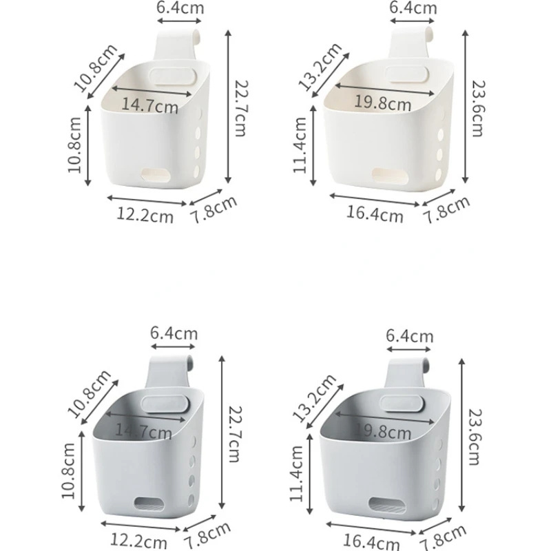 DS1473 Plastic Sundries Storage Basket Bedroom Snack Cosmetics Storage Organizer Bathroom Shower Hanging Basket with Drain Hole