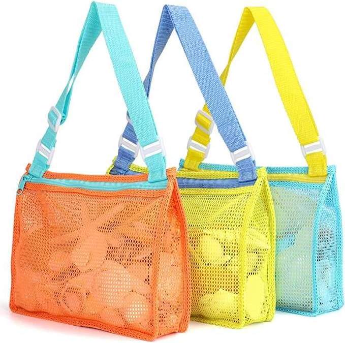 WS266 Kids Shell Collecting Tote Shell  Sand Toy Seashell Beach Bag Toys Organizer Storage Bags Cartoon Toy Mesh Beach Bags