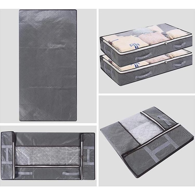 QL227 Non-woven Bed Bottom Storage Bag Quilt Clothing Sorting Box Folding Dustproof Dividers Underbed Storage Bag