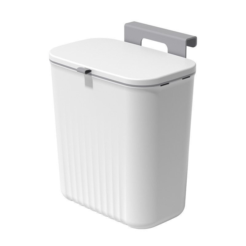 DS1806 Kitchen Cabinet Door Hanging Waste Bin Wall Mounted Garbage Can Plastic Compost Bin 9L Hanging Trash Can with Lid