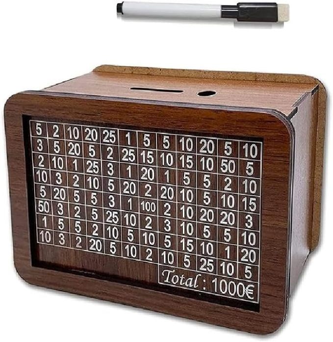 DS2595 Cash Coin Retro Money Savings Box with Counter Money Saver Wooden Money Box Piggy Bank for Kids and Adults