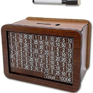 DS2595 Cash Coin Retro Money Savings Box with Counter Money Saver Wooden Money Box Piggy Bank for Kids and Adults