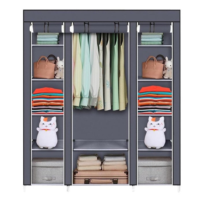 DS2869 Sturdy Large Wardrobe Closet Free Standing Clothes Rack Non-Woven Fabric Cover Portable Wardrobe Clothes Organizer