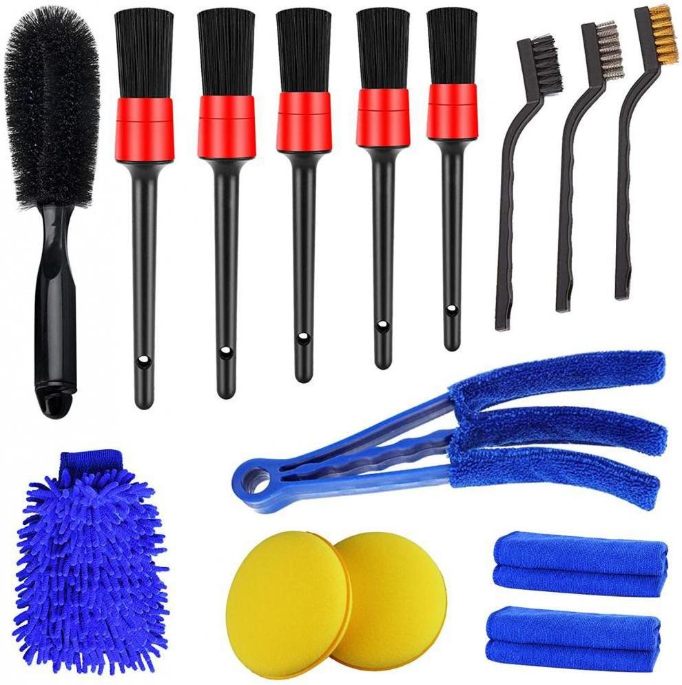 DS2477 Car Wheel Tire Gap Cleaning Brush Set Wash Mitt Drill Wire  Brush Polishing Pads 15PCS Car Detailing Brush Kit