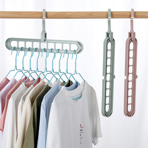 TXL451 Space Saving 9-Hole Clothing Hanger Wardrobe Organizer 360 Rotating Plastic Hanger Folding Clothes Hanger