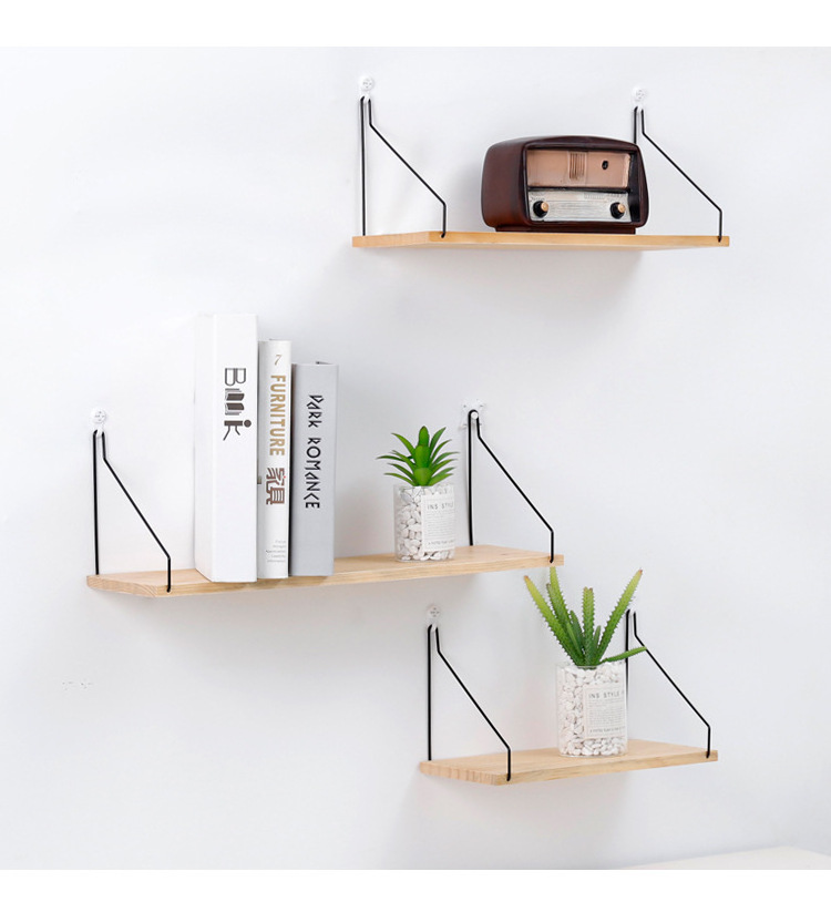 QL11 Simple Wooden Wall Shelf Creative Living Room Bedroom Storage Rack Wall-mounted Organizer Wooden Storage Rack