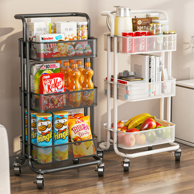 WS267 Daily Household 306 Degree Rotating Storage Rack Landing Movable 3 Tiers rack Organizer Book Food Fruit Storage Shelf