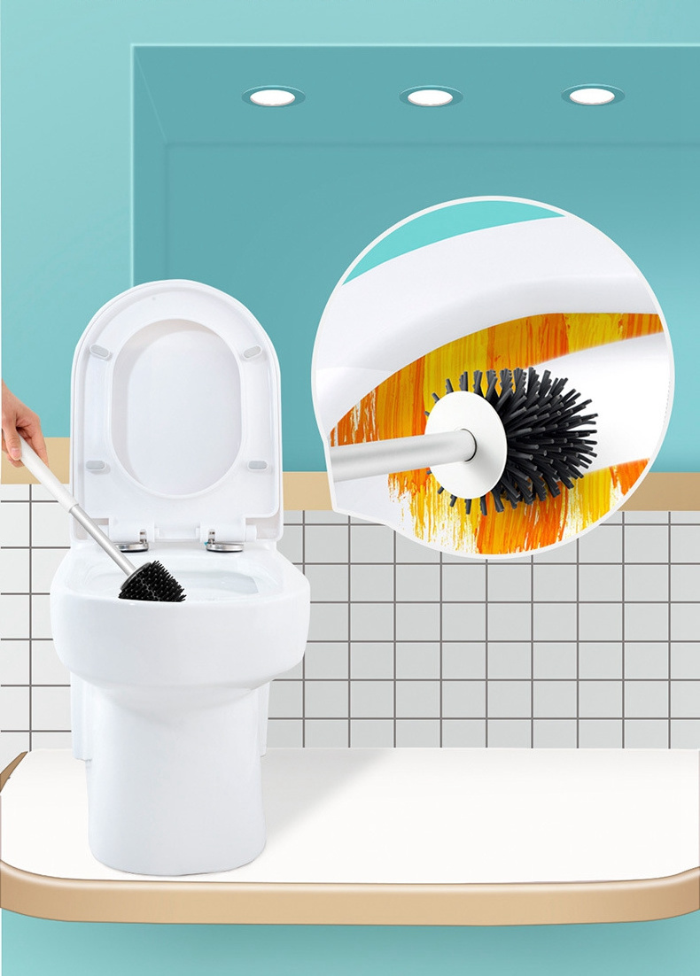 BBA156 Antifungal Wall Hanging Landing Diatom Mud Long Handle Soft Hair Toilet Brush Toilet Cleaning Kit