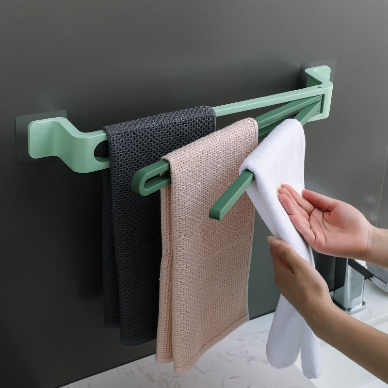 D2486 Creative Household 3 Poles Hooks Kitchen Towels Storage Organizer Home Portable Toilet Bathroom Wall Hanging Towel Rack