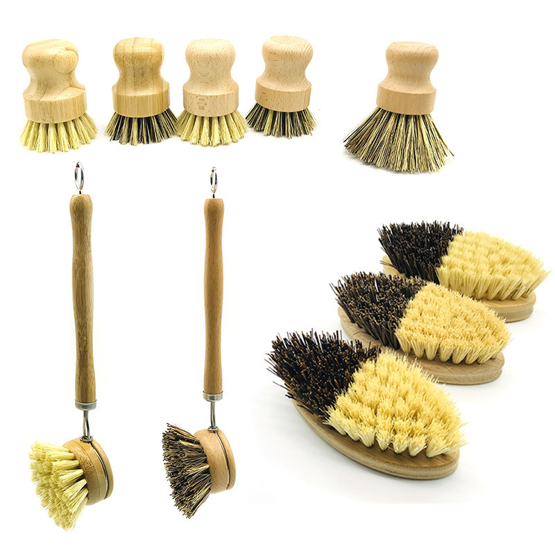 DS2763 Natural Bristle Wooden Dish Washing Brush for Washing and Cleaning Pot Pan Dish Scrub Brush Bamboo Dish Brush