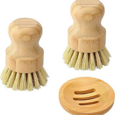 DS1010 Kitchen Wooden Cleaning Scrubber Natural Sisal Mini Dish Brush Natural Scrub Brush Bristles Bamboo Dish Scrub Brushes