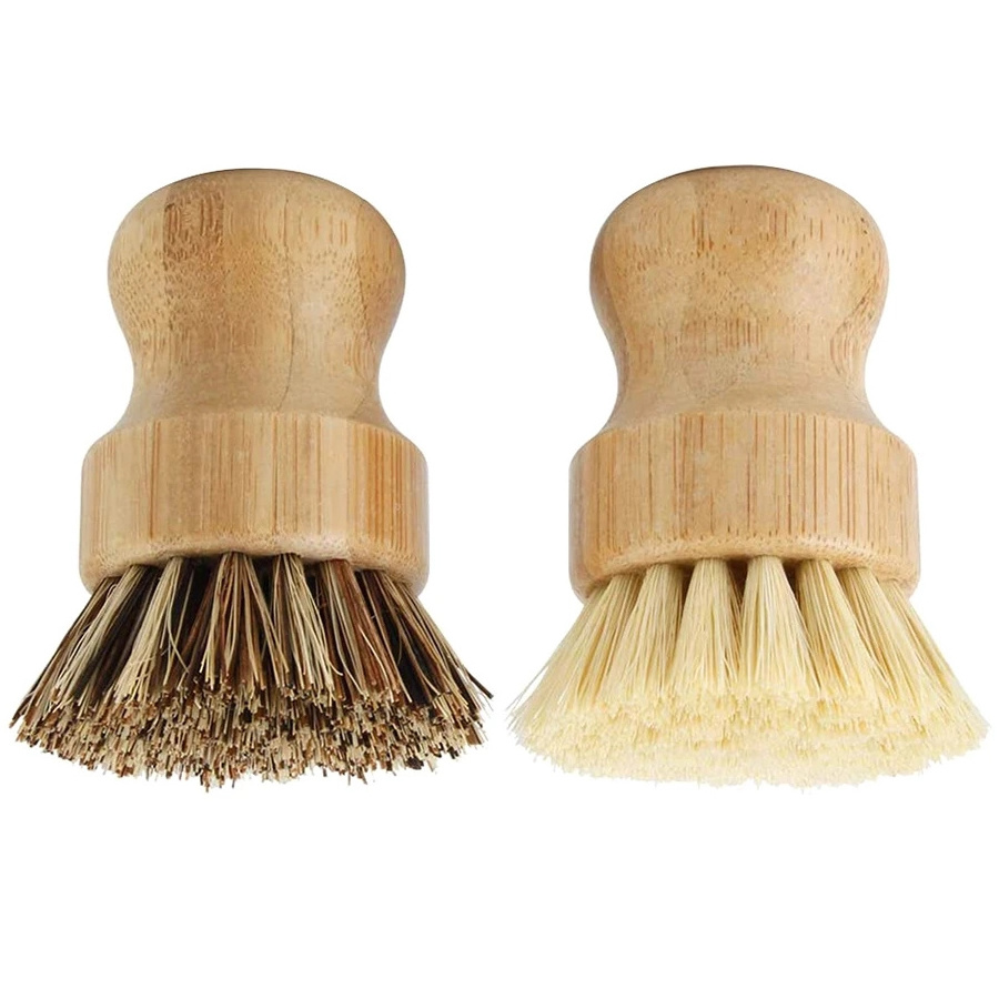 DS1010 Kitchen Wooden Cleaning Scrubber Natural Sisal Mini Dish Brush Natural Scrub Brush Bristles Bamboo Dish Scrub Brushes