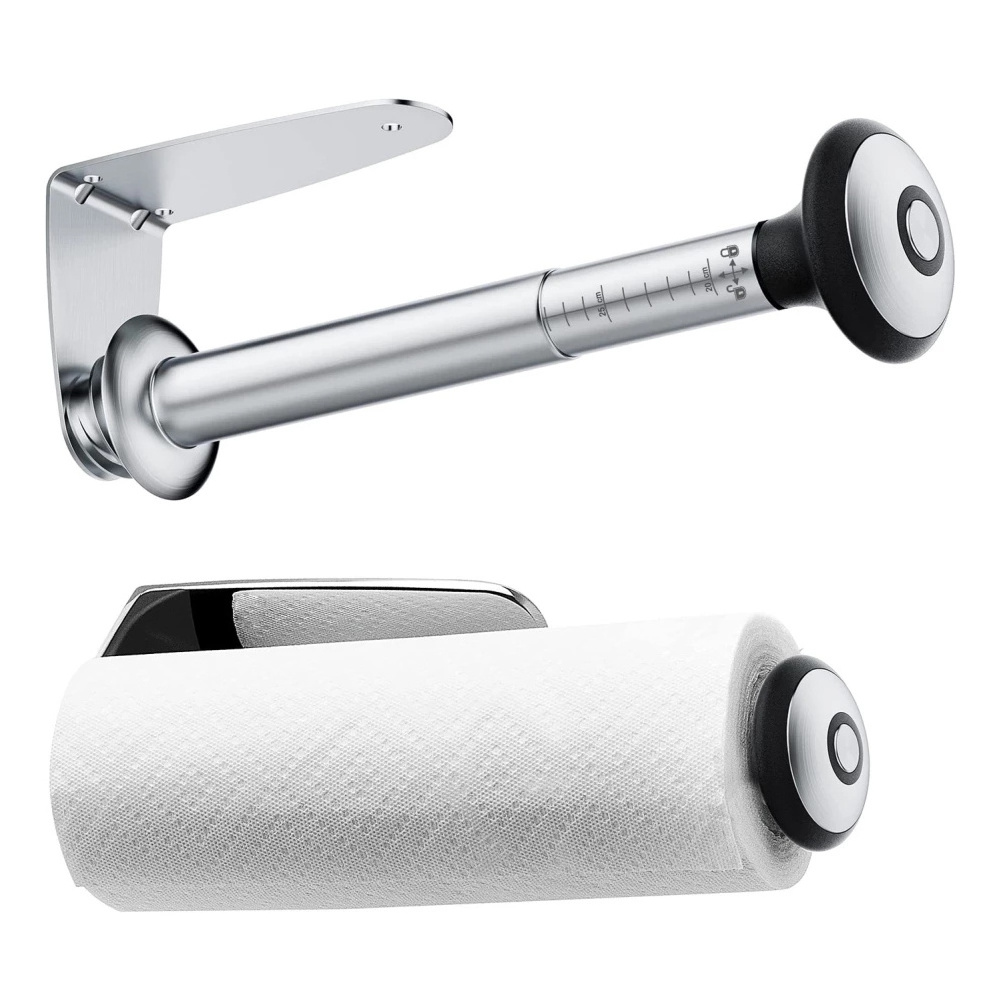 DS1398 Stainless Steel Paper Towel Rack Under Cabinet Self Adhesive Towel Holders Wall Mount Retractable Paper Towel Holder