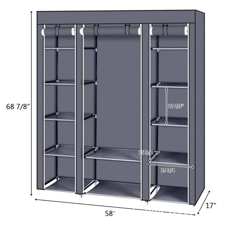 DS2869 Sturdy Large Wardrobe Closet Free Standing Clothes Rack Non-Woven Fabric Cover Portable Wardrobe Clothes Organizer