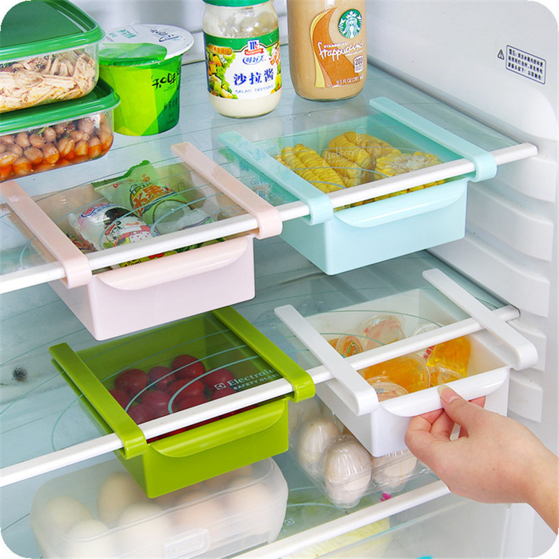 BBA345  Kitchen Pull-out Vegetable Fruit Fresh-keeping Clapboard Layer Storage Box Household Refrigerator Storage Box