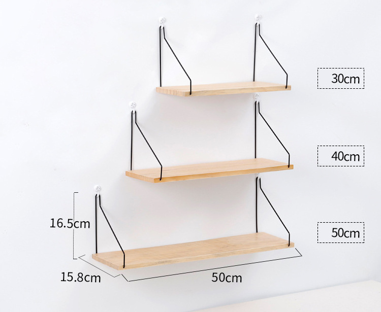 QL11 Simple Wooden Wall Shelf Creative Living Room Bedroom Storage Rack Wall-mounted Organizer Wooden Storage Rack