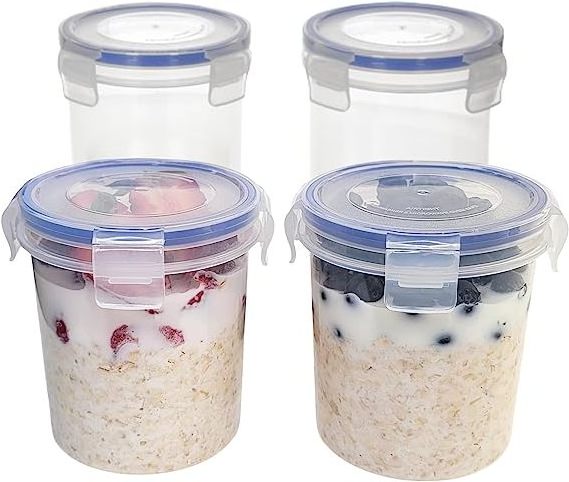 DS2266 Plastic Food Storage Containers with Airtight Lids Airtight Snap Lock Storage Jars Overnight Oats Container with Lid