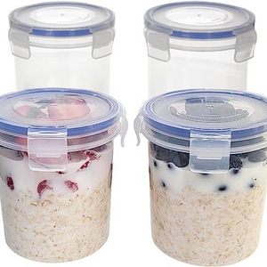 DS2266 Plastic Food Storage Containers with Airtight Lids Airtight Snap Lock Storage Jars Overnight Oats Container with Lid