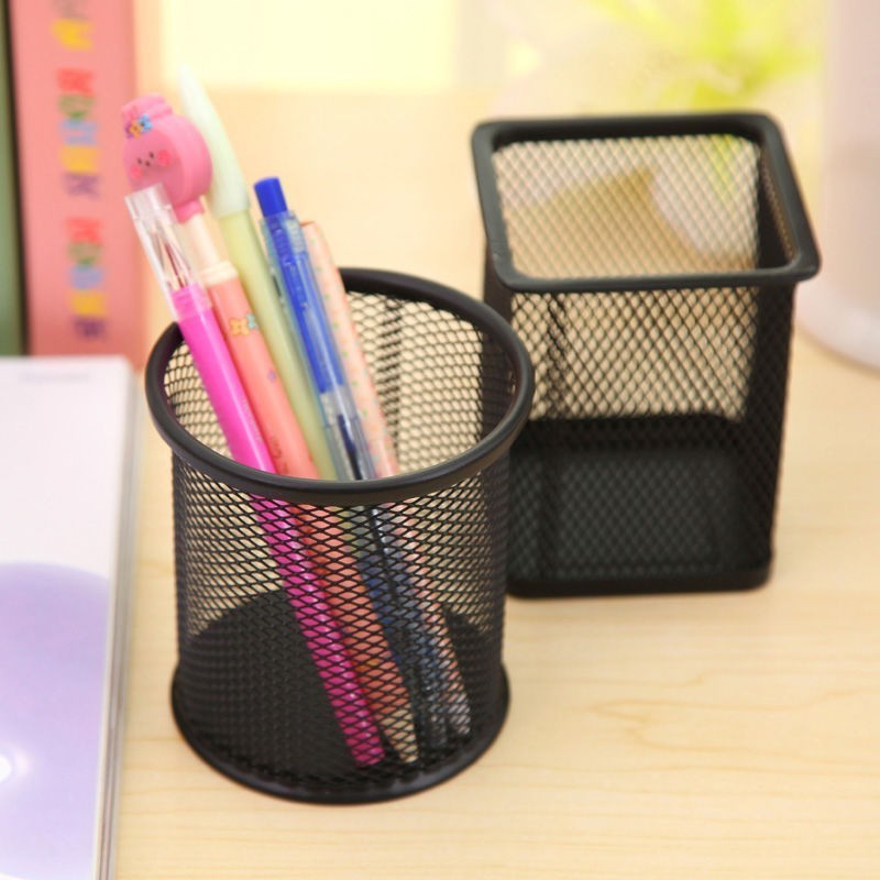 DS2684 Office Desk Organizers Round Pencil Holder for School Mesh Pencil Pen Holder Cup for Desk Office Pen Organizer Pen Holder