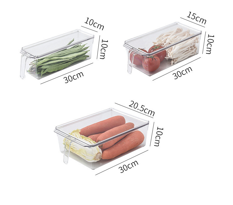 DS2258 Stackable Refrigerator Organizer Bins with Lids Clear Storage Bins Vegetable Food Storage Containers PET Fridge Organizer