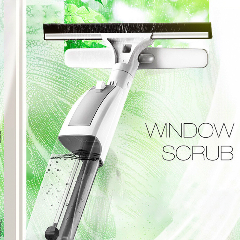 FF436 3 in 1 Home Ceramic Tile Window Wiper Long Handle Car Cleaning Brush Window Squeegee with Spray