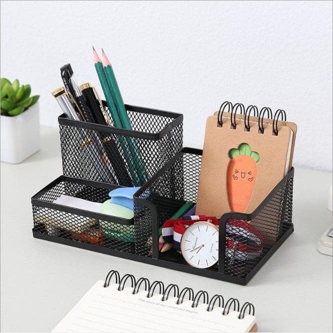 DS2684 Office Desk Organizers Round Pencil Holder for School Mesh Pencil Pen Holder Cup for Desk Office Pen Organizer Pen Holder