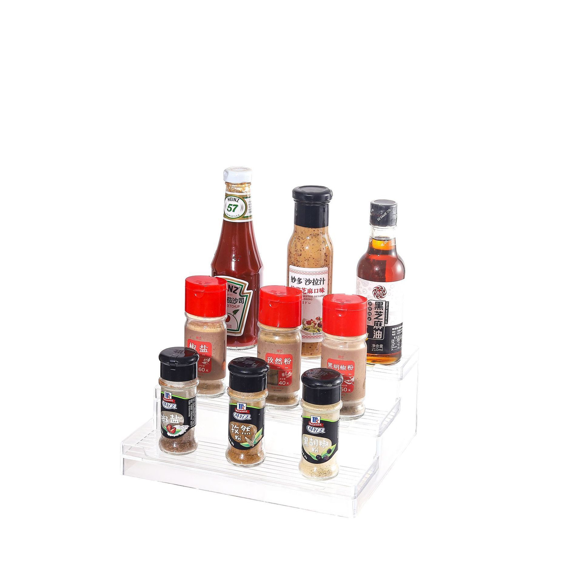 DS2283 Acrylic Seasoning Organizer for Cabinet 3 Tiered Pantry Organizer Shelves for Office Kitchen Spice Rack Organizer