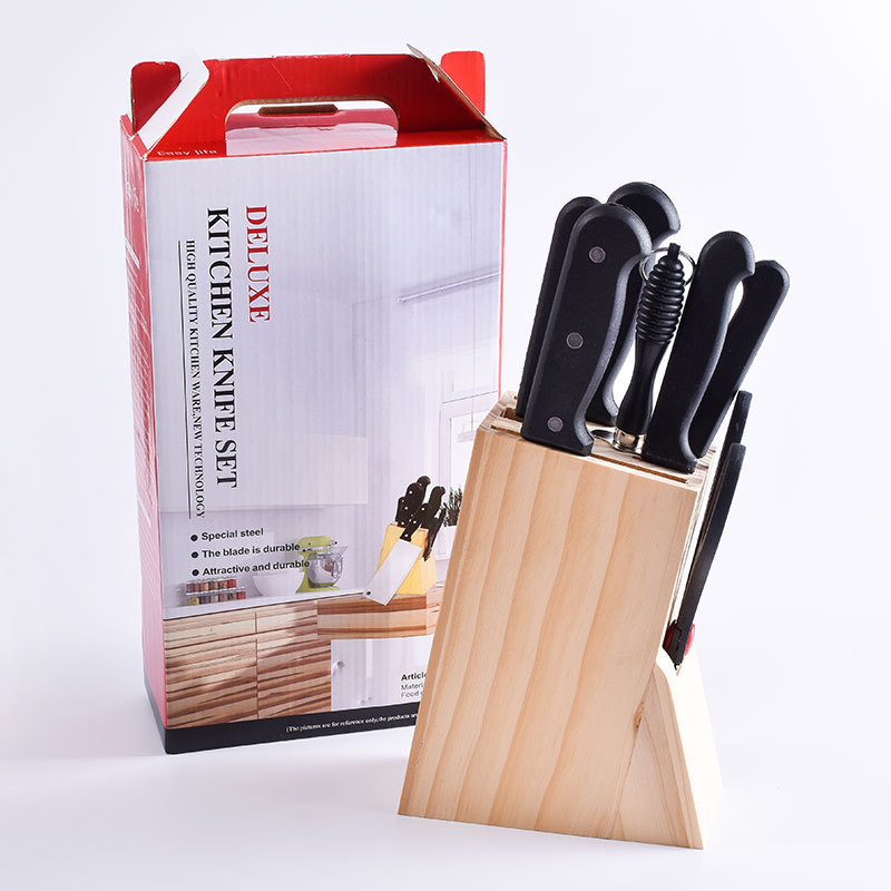 A2754  Business Gift Kitchen 8pcs/set Knife Tool Kitchenware Knife with Wooden Base Home Stainless Steel Kitchen Knives Set