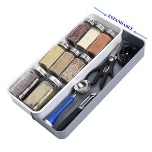 DS1311 Kitchen Utensils Containers Cabinet Spice Jar Rack Spice Storage Box Tray Drawer Organizer Non-Slip Expandable Spice Rack